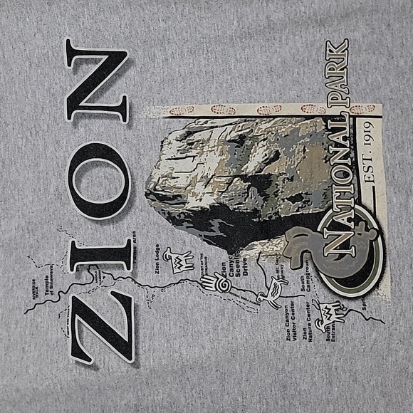 Zion National Park by Delta Gray Graphic Short Sleeve T-Shirt M - Picture 2 of 12